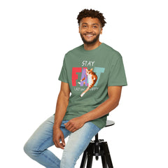 Stay Fat Lazy and Happy Cat - Graphic Unisex Garment-Dyed T-shirt