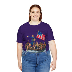 Historical Fever Patriot T‑Shirt — Revolutionary Flag Rowboat Design