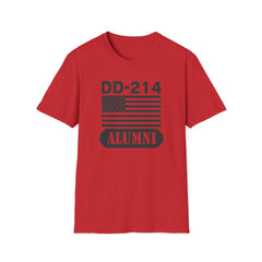 DD-214 Alumni with American Flag  Unisex Softstyle T-Shirt