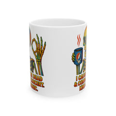 Grateful Dead Inspired Ceramic Mug, Coffee Lover Gift, Musician Coffee Cup, Skeleton Art Mug, 11oz & 15oz Sizes