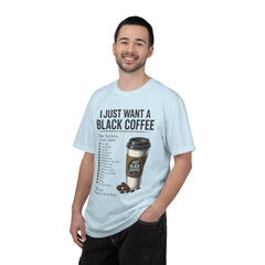 I Just Want a Black Coffee T-Shirt — Funny Barista List Graphic Tee for Coffee Lovers
