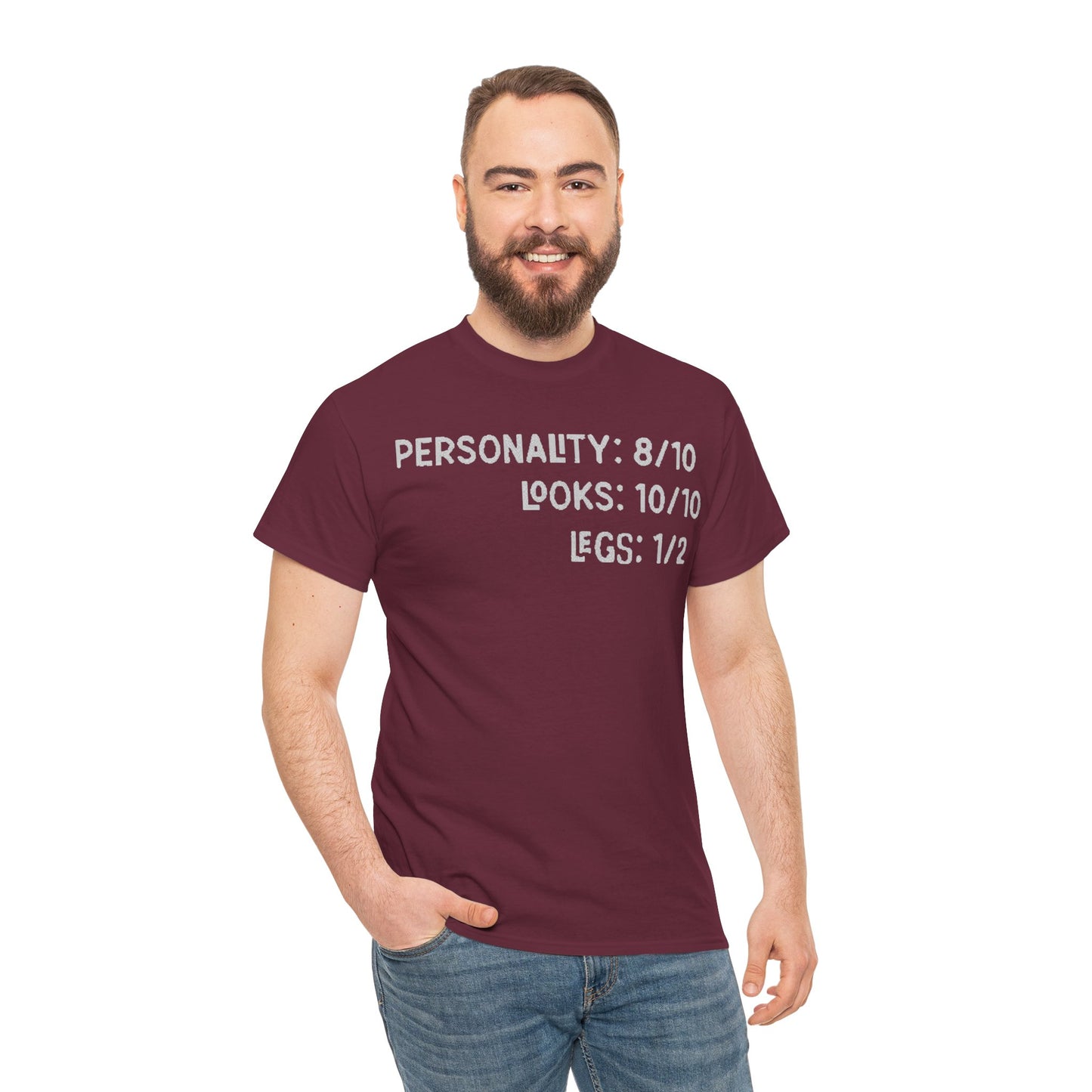 Personality, Looks, Fingers Count - Unisex Heavy Cotton Tee / Prosthetic Humor / One Leg / One Arm / Missing Fingers