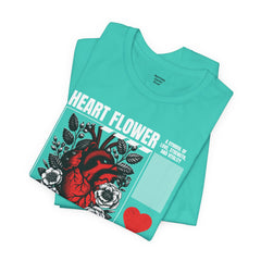 Heart Flower Tee - Nuturing Affection In The Garden Of Life - Positive Vibes Unisex Jersey Short Sleeve Tee