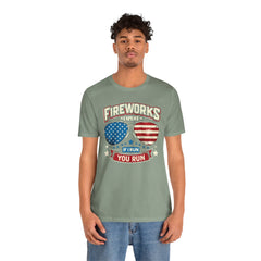 Fireworks Expert, If I Run You Run, Sunglasses  Graphic, Unisex Jersey Short Sleeve Tee