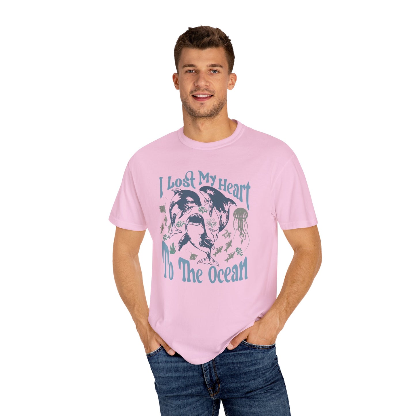 Sea Creatures, I Lost My Heart To The Ocean -  Graphic Unisex Garment-Dyed T-shirt