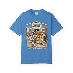 Front Graphic "Who Let the Dogs Out?" Baldwin Harbor Animal Hospital Cute Vet Clinic T Shirt