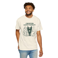 Cryptid Group Therapy Bigfoot, Mothman and Loch Nessie Unisex T-Shirt, Funny Graphic Tee, Gift for Cryptid Lovers, Quirky Casual Wear, Cool Humor Shirt