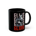 1970S Elvis In Black Leather On Stage Graphic - Black Mug (11oz, 15oz)