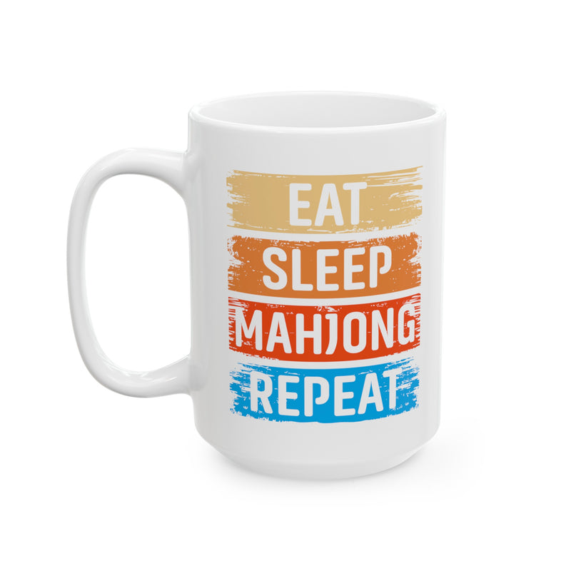 Eat Sleep Mahjong Repeat mug, funny mahjong gift, ceramic mug, 11oz mug,15oz mug, gift for player, mahjong lover gift, gift for her