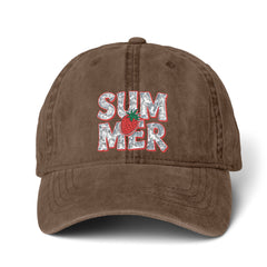 Women's SUMMER STRAWBERRY Pigment-Dyed Cap with Fashion Undervisor (Embroidery)