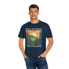 Rocky Mountains Colorado Graphic, Comfort Colors Soft Relaxed Fit Unisex Garment-Dyed T-shirt