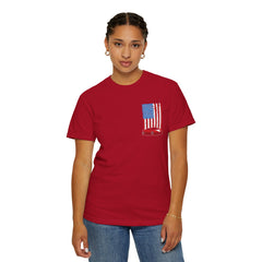 Patriotic Car Graphic Unisex T-Shirt - Vintage American Flag Design