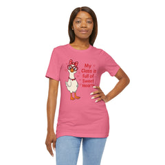 Teacher Valentine T-Shirt — "My Class Is Full of Sweet Hearts" Cute Duck Design