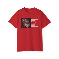 My Missing Limb? It Was A Crazed Clown With A Chainsaw! - Unisex T Shirt | Amputee Humor, Limb Awareness, Prosthetic Apparel, Amputee Gift