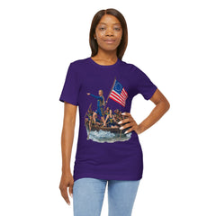 Historical Fever Patriot T‑Shirt — Revolutionary Flag Rowboat Design
