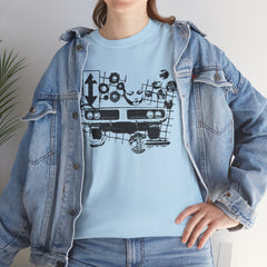 Abstract Retro Racing Car Unisex Heavy Cotton Tee | Perfect for Car Enthusiasts, Father's Day Gift, Casual Wear, Vintage Style, Unique Graphic Shirt