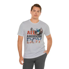 All American Boy With Eagle Graphic, Unisex Jersey Short Sleeve Tee