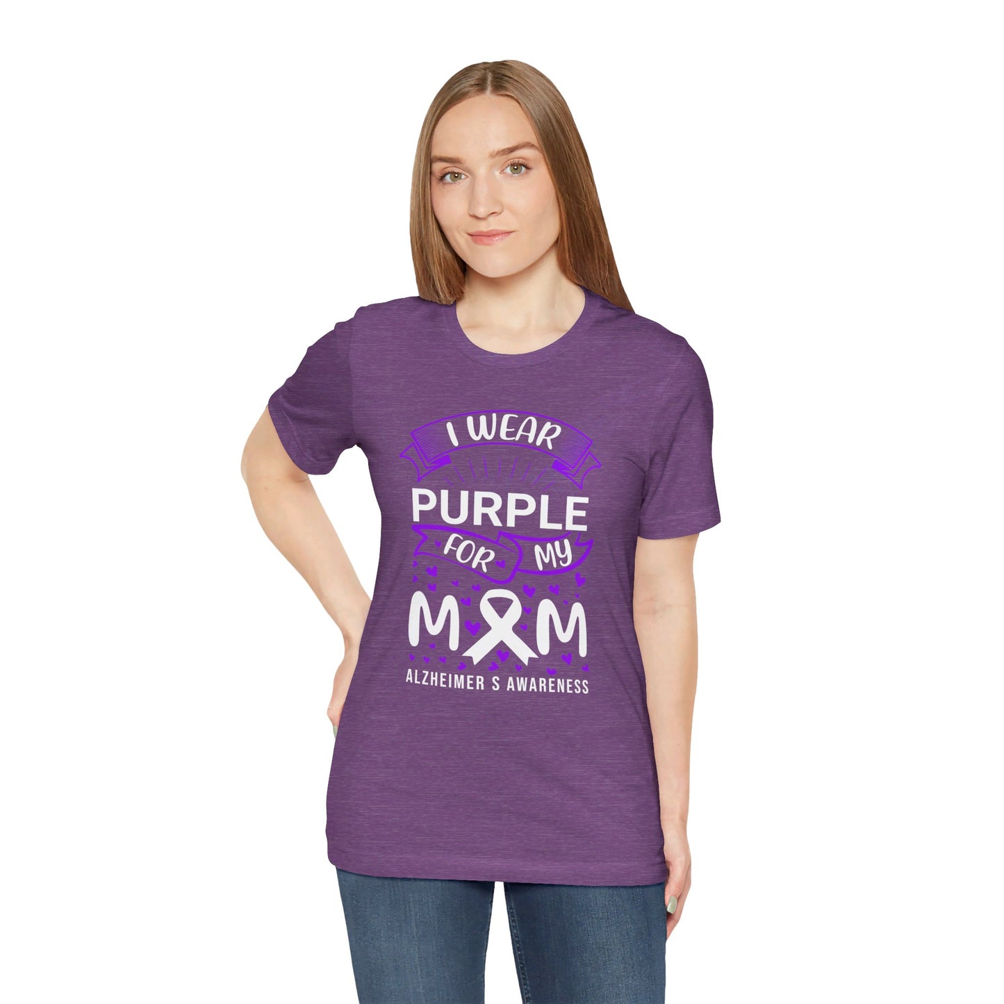 I Wear Purple For My Mom Alzheimers Awareness - Unisex Jersey Short Sleeve Tee