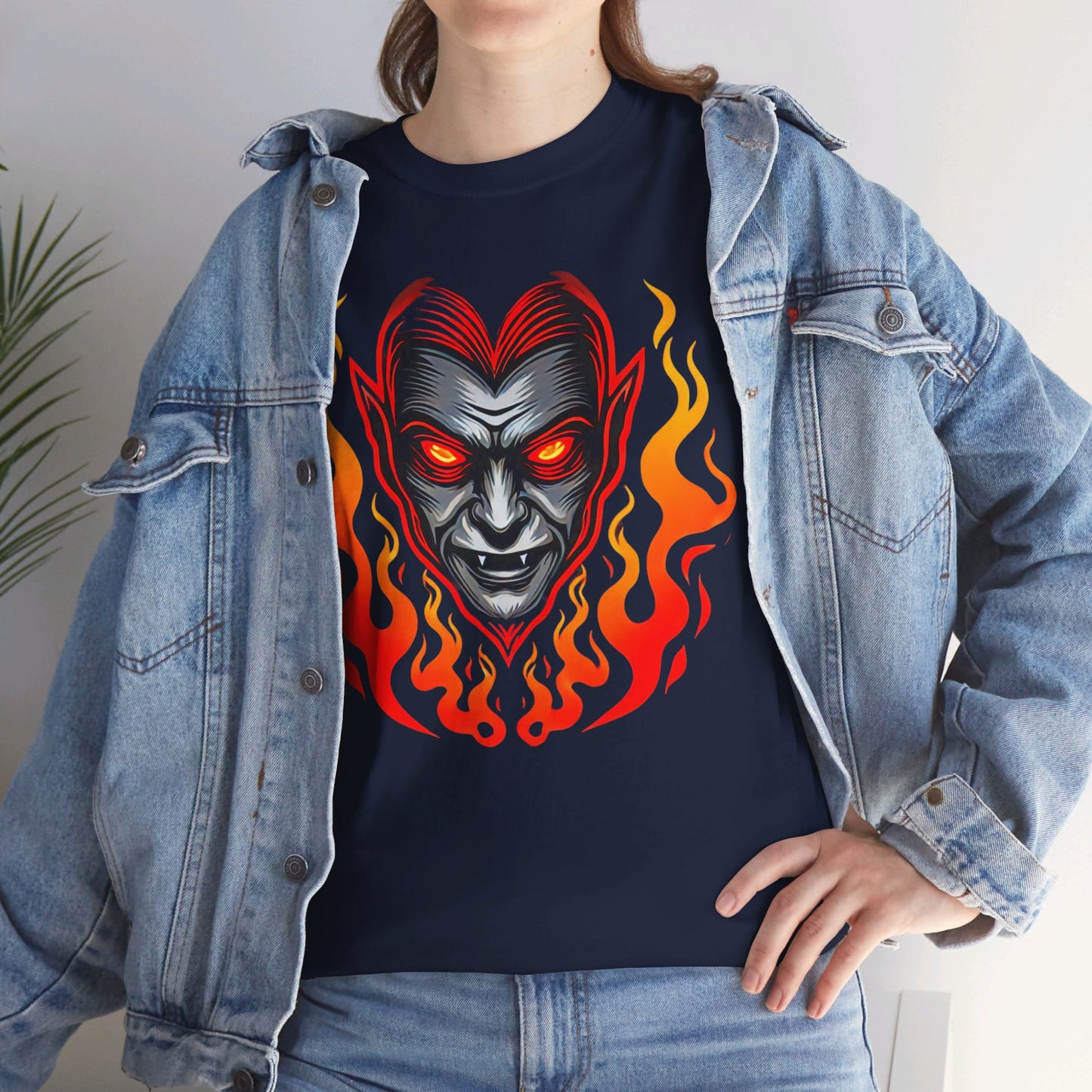 Flaming Fire Vampire - Graphic Unisex Heavy Cotton Tee