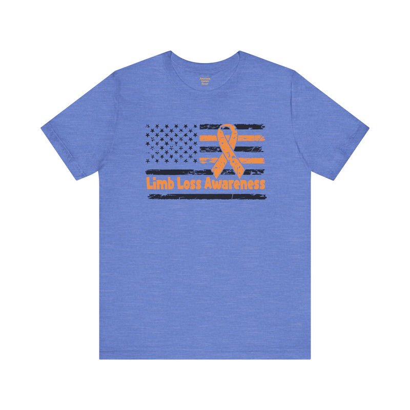 Limb Loss Awareness Flag - Unisex Short Sleeve Tee,Amputee Awareness,Gift For Him,Gift For Her,Unique Amputee Gift,Awareness Ribbon