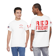 SUBMARINER RED Friday T Shirt with Fouled Anchor, American Flag, FBM / Boomer Silhouette. Remember Everyone Deployed, Dolphins