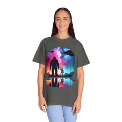 Bigfoot & Alien Nightscape T-Shirt — Sasquatch UFO Graphic Tee