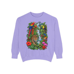 Tropical Jungle Waterfall With Leopard and Parrot Sweatshirt