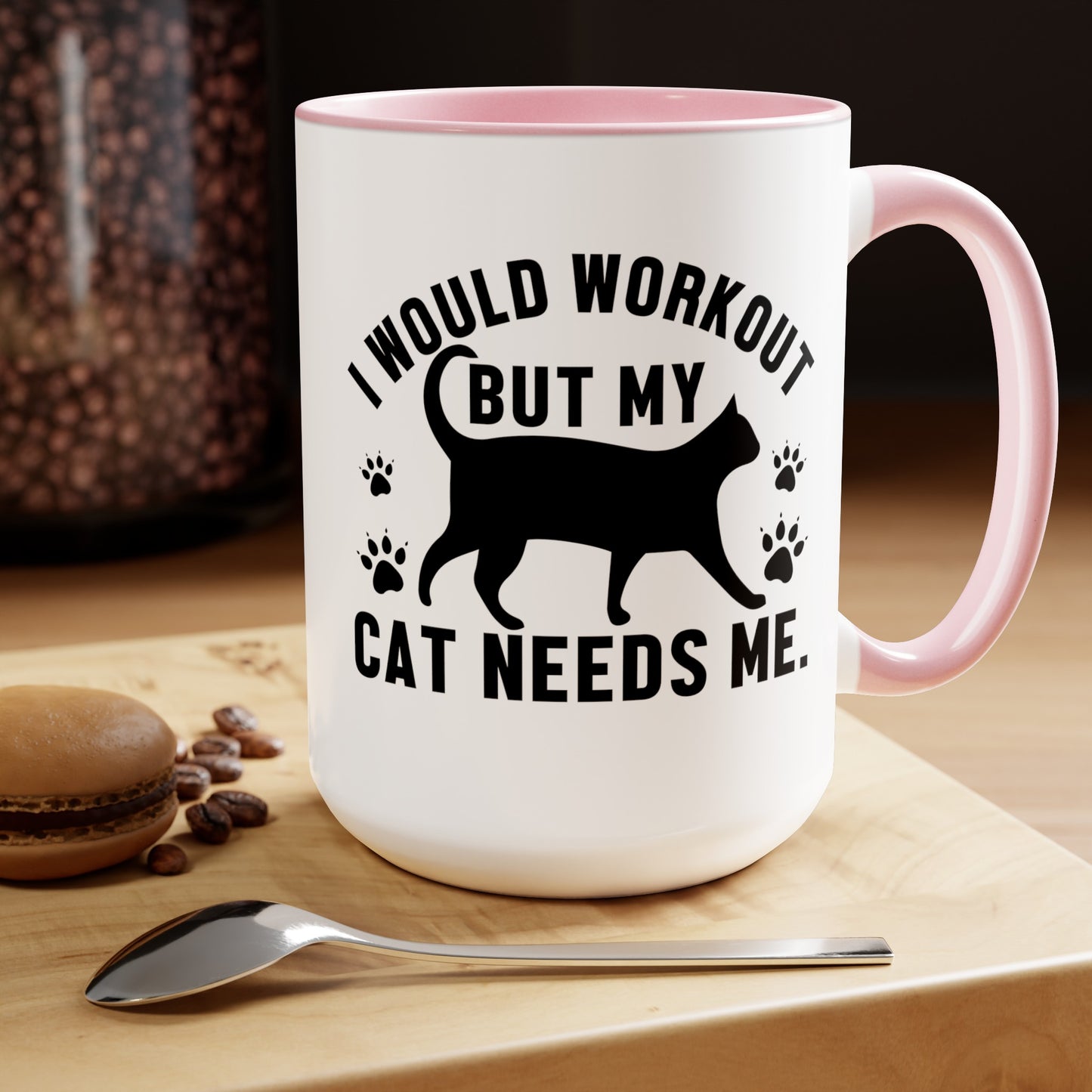 I Would Workout But My Cat Needs Me Graphic Cat Mug