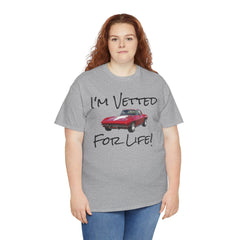 Red Corvette Summer Unisex Tee - I'm Vetted For Life Front and Back Image T Shirt