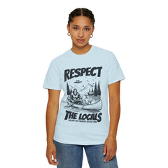 Bigfoot and Alien Outdoor Canoe Adventure - Respect The Locals T-Shirt