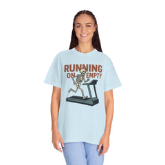 Funny Skeleton Running T-Shirt, Gift for Fitness Lovers, Halloween Tee, Gym Humor Shirt, Quirky Workout Apparel