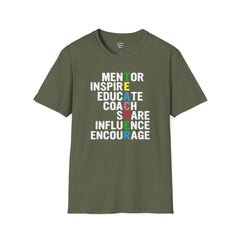 How Do You Spell TEACHER,Unisex T Shirt,Mentor,Inspire,Educate,Coach.Share,Influence,Encourage,Educator apparel,School wear,Teacher apparel