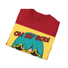 OH MY GOD Blonde Wearing Star Shaped Glasses Pop Art Girl Unisex Softstyle T Shirt