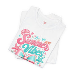 Summer Vibes Tee — Pastel Seashell Bow Beach T-Shirt