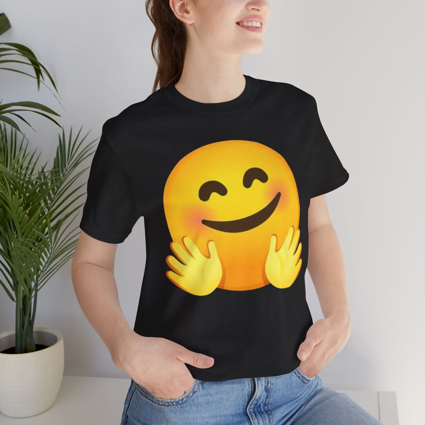 Emoji With Hugging Hands - Graphic Unisex Jersey Short Sleeve Tee