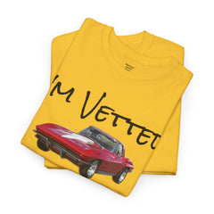 Red Corvette Summer Unisex Tee - I'm Vetted For Life Front and Back Image T Shirt