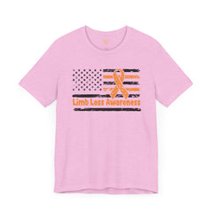 Limb Loss Awareness Flag - Unisex Short Sleeve Tee,Amputee Awareness,Gift For Him,Gift For Her,Unique Amputee Gift,Awareness Ribbon