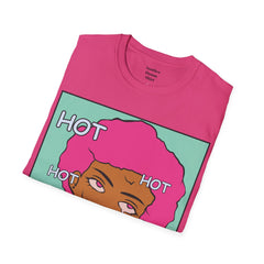 HOT Pink Cotton Candy Haired Pop Art Lady Unisex Softstyle T-Shirt