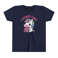 I Donut Care Unicorn Youth Short Sleeve Tee - Fun & Whimsical T-Shirt for Kids