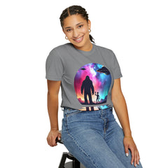 Bigfoot & Alien Nightscape T-Shirt — Sasquatch UFO Graphic Tee