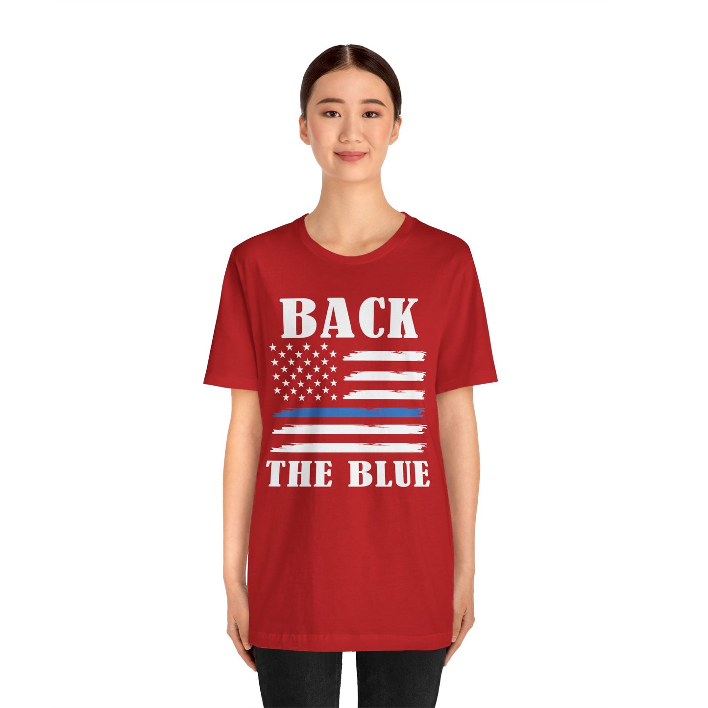 BACK THE BLUE Flag, Graphic Unisex Short Sleeve Tee