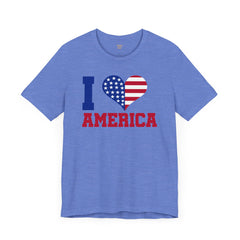 I Love America Heart Graphic, Unisex Jersey Short Sleeve Tee