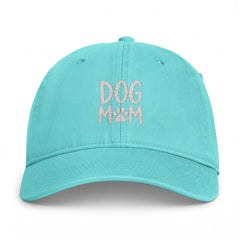 Embroidered Dog MOM Cap — Washed Coastal Baseball Hat with Paw Print