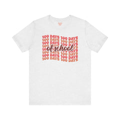 100 Days of School - Unisex Short Sleeve Tee | Elementary School Holiday, Teacher Apparel, Kids Motivation, Days Checked Off