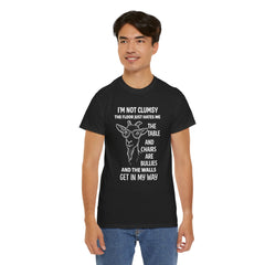 Clumsy Funny Goat Graphic Tee | Unisex Heavy Cotton Tee | Great Gift for Animal Lovers, Birthdays, Casual Wear, Humorous Gifts, Everyday Style
