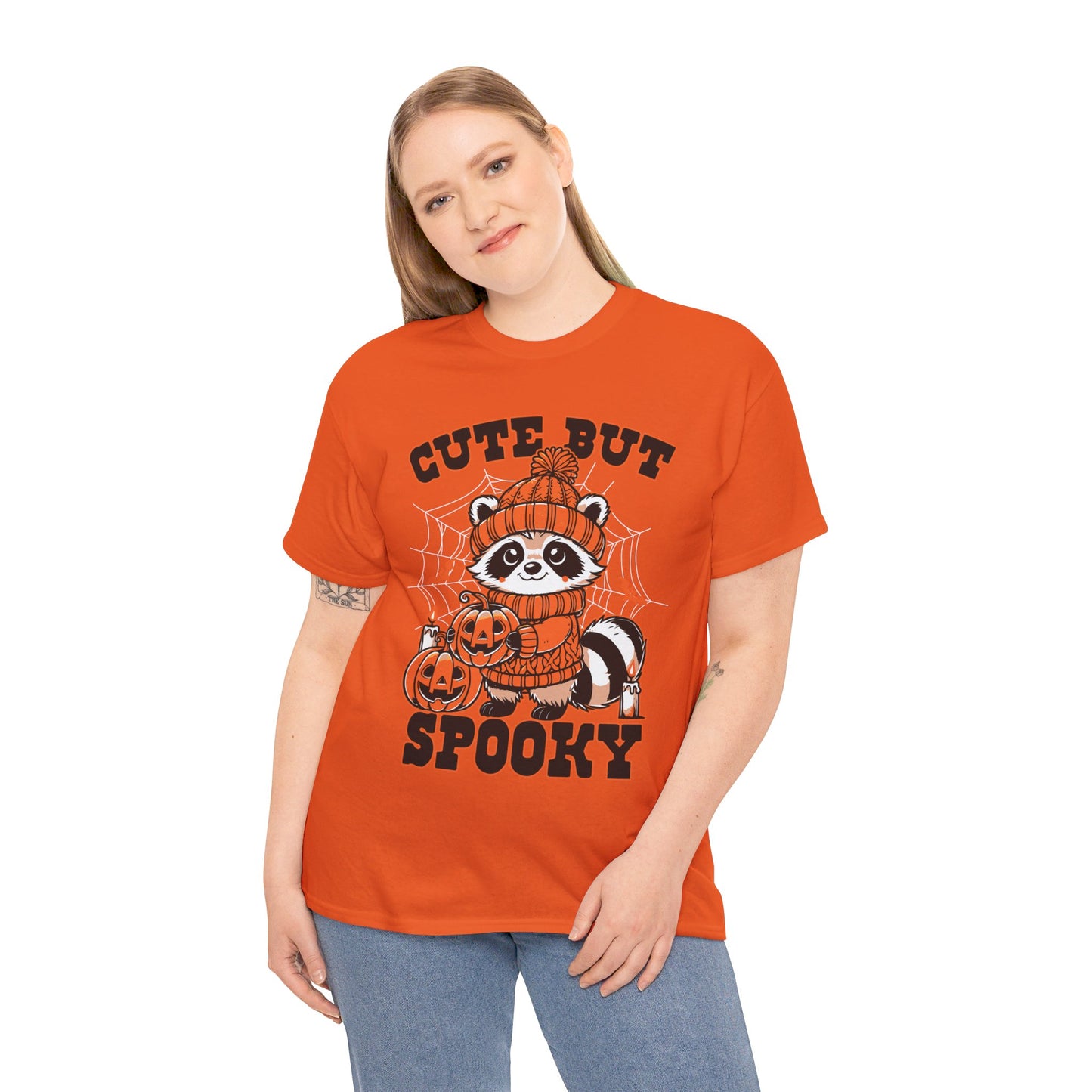 Cute But Spooky Halloween Raccoon! Graphic Unisex Heavy Cotton Tee