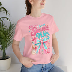 Summer Vibes Tee — Pastel Seashell Bow Beach T-Shirt