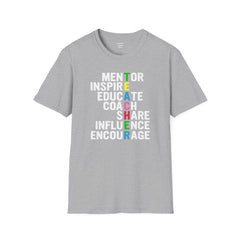 How Do You Spell TEACHER,Unisex T Shirt,Mentor,Inspire,Educate,Coach.Share,Influence,Encourage,Educator apparel,School wear,Teacher apparel