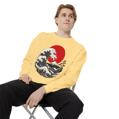 Japanese Wave and Red Sun Comfort Colors Sweatshirt