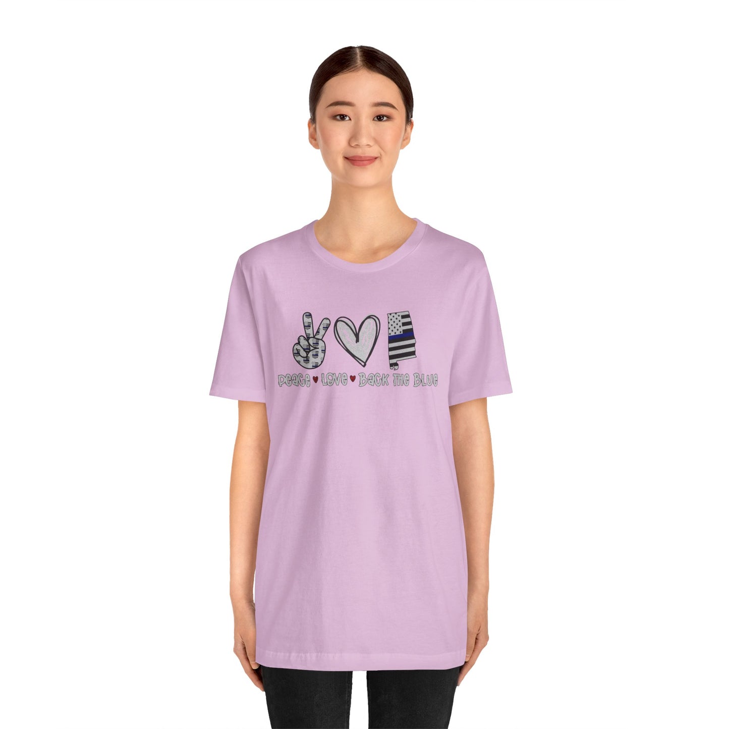 Peace Love Back The Blue in Alabama, Graphic Unisex Short Sleeve Tee